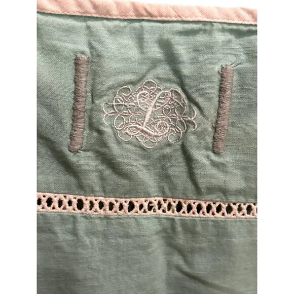 Lollia Linen Blend Mini Dress Womens Large Green Boho Spaghetti Strap Sundress - Picture 4 of 8